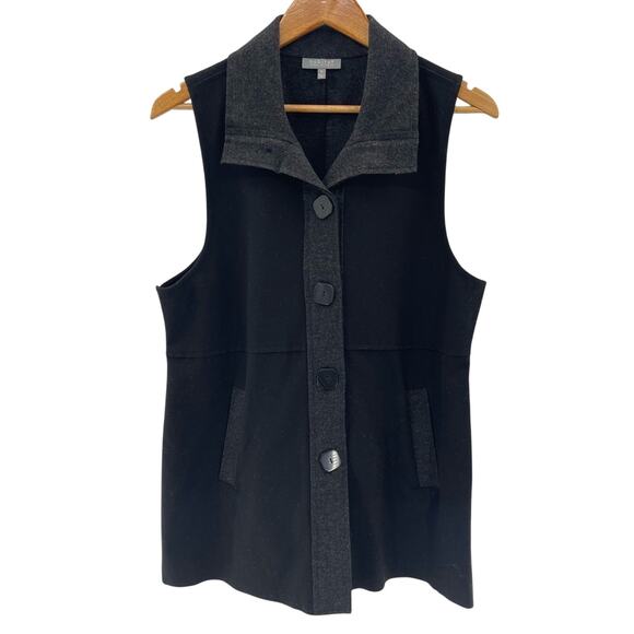 Habitat Clothes To Live In Button Up Knit Collared Lagenlook Vest Size Medium - Picture 1 of 7
